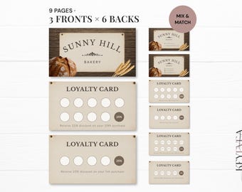 Bakery Loyalty Card | Farmhouse Bakery Punch Card | Vintage Bakery Business Card | Country Bakery | Farm Stand Bakery