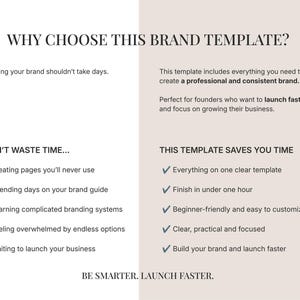 A comparison list detailing why to choose the brand template by showing what wastes time versus what the template saves.