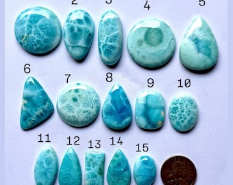 Natural Larimar Cabochon Blue Gemstone for Wire Wrapping Jewelry Making