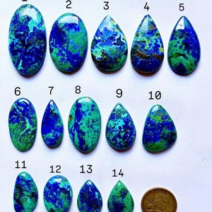 Bracelet azurite chrysocolle perles rondes à 8mm et argent plaqué