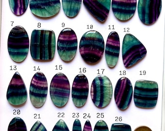 Natürlicher Fluoritstein | Lila Grün Fluorit Cabochon | Lose Edelsteine für die Schmuckherstellung | Sammler Kristall