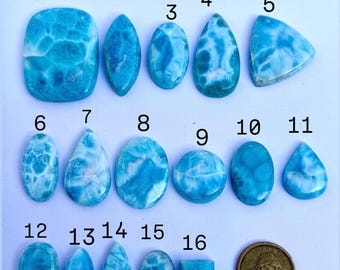 Natürlicher Larimar Cabochon | Karibischer Blauer Schmuckstein