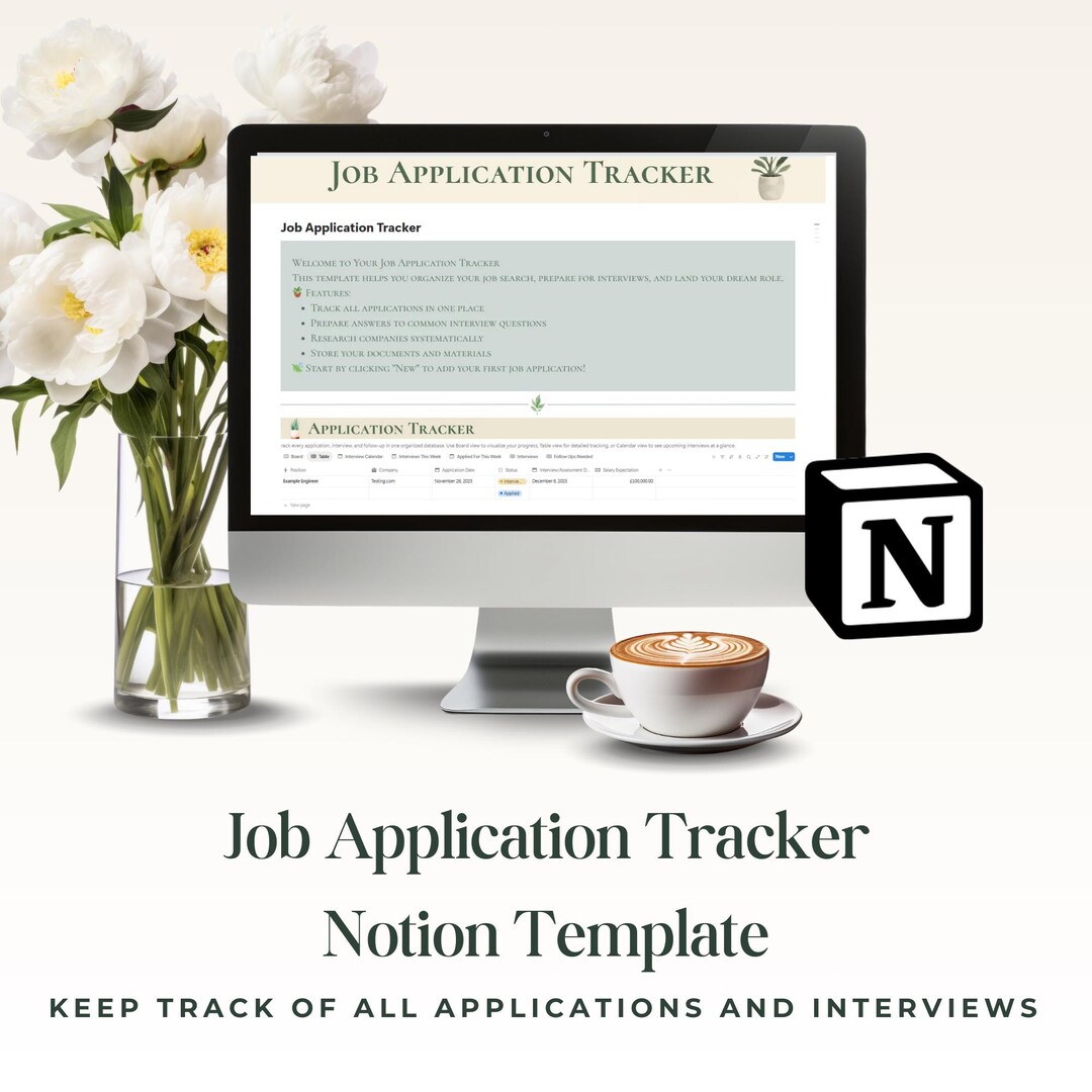 Job Application Tracker | Notion Template, Interview Prep (digital ...
