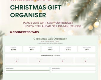 Christmas Gift Organiser Google Sheets | Present Tracker, Budget Planner and Gift List