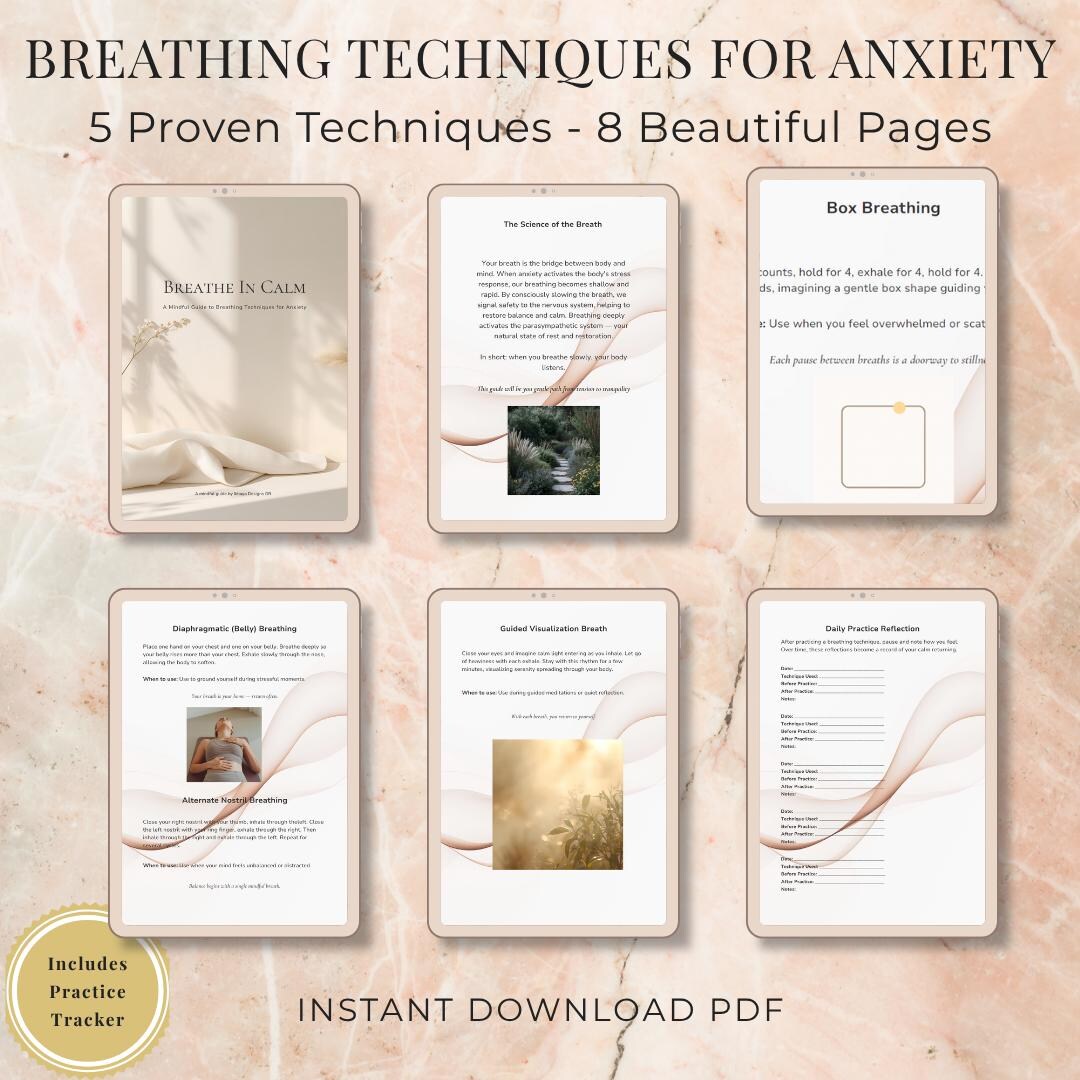 Anxiety Relief Breathing Techniques Guide | 5 Exercises (PDF) - Etsy