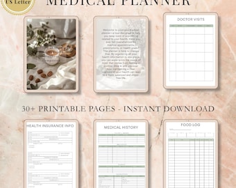 Medical Planner Printable, Health Tracker PDF (30+ Pages)