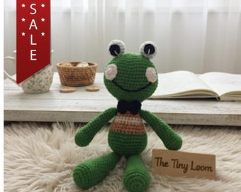 Gepersonaliseerde haak Mr. Frog newborncadeau: handgemaakte amigurumi-popset speelgoed, aangepaste kleur