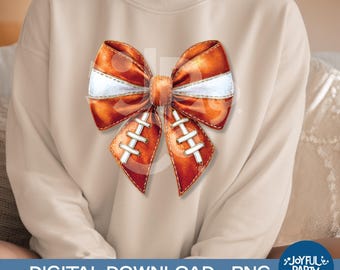 Coquette Bow Orange PNG Orange Football Bow PNG Retro Orange Bow PNG Sublimation Football Mom Shirt Design Png Digital Download