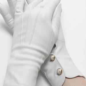 Women's Sheep Leather Gloves, Genuine Sheepskin with Button Cuff