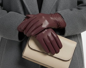 Handmade Sheep Leather Gloves for Women, Elegant Winter Driving & Fashion Gloves