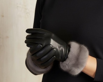 Handmade Sheep Leather Gloves: Faux Fur Cuffs, Luxury Winter Gloves