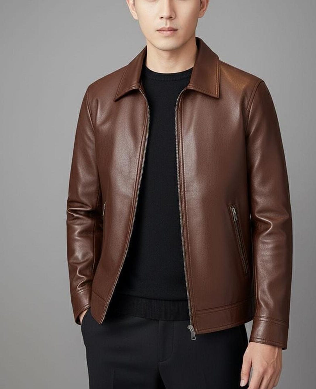 Handmade Cow Leather Jacket: Men's Casual Outerwear - Etsy Israel