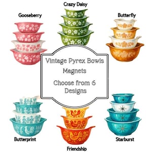 Vintage Pyrex Inspired Stackable Bowls - 3" Magnet