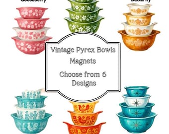 Vintage Pyrex Inspired Stackable Bowls - 3" Magnet