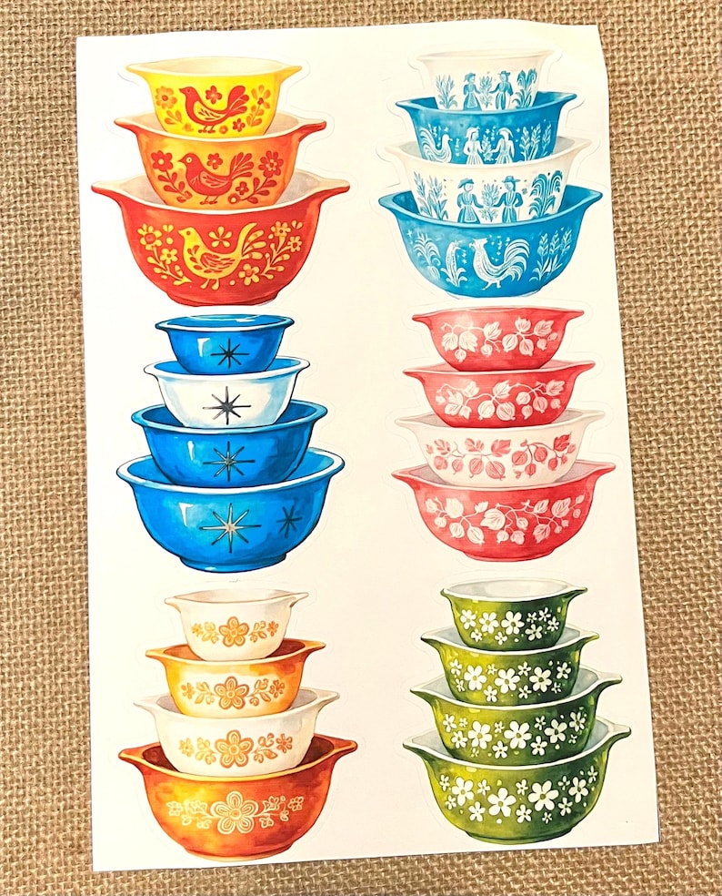 Pyrex Stack Sticker Vintage Pyrex Inspired Stackable Bowls Vinyl Stickers - 2 Sizes- for ...