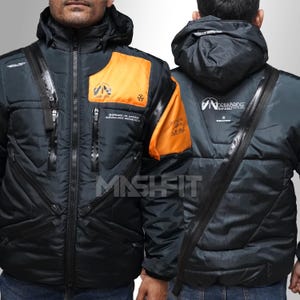 Handmade Black Parachute Puffer Techwear Jacket: Cyberpunk Cosplay