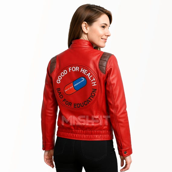 Womens Akira Kaneda Red Leather Biker Jacket Handmade Anime