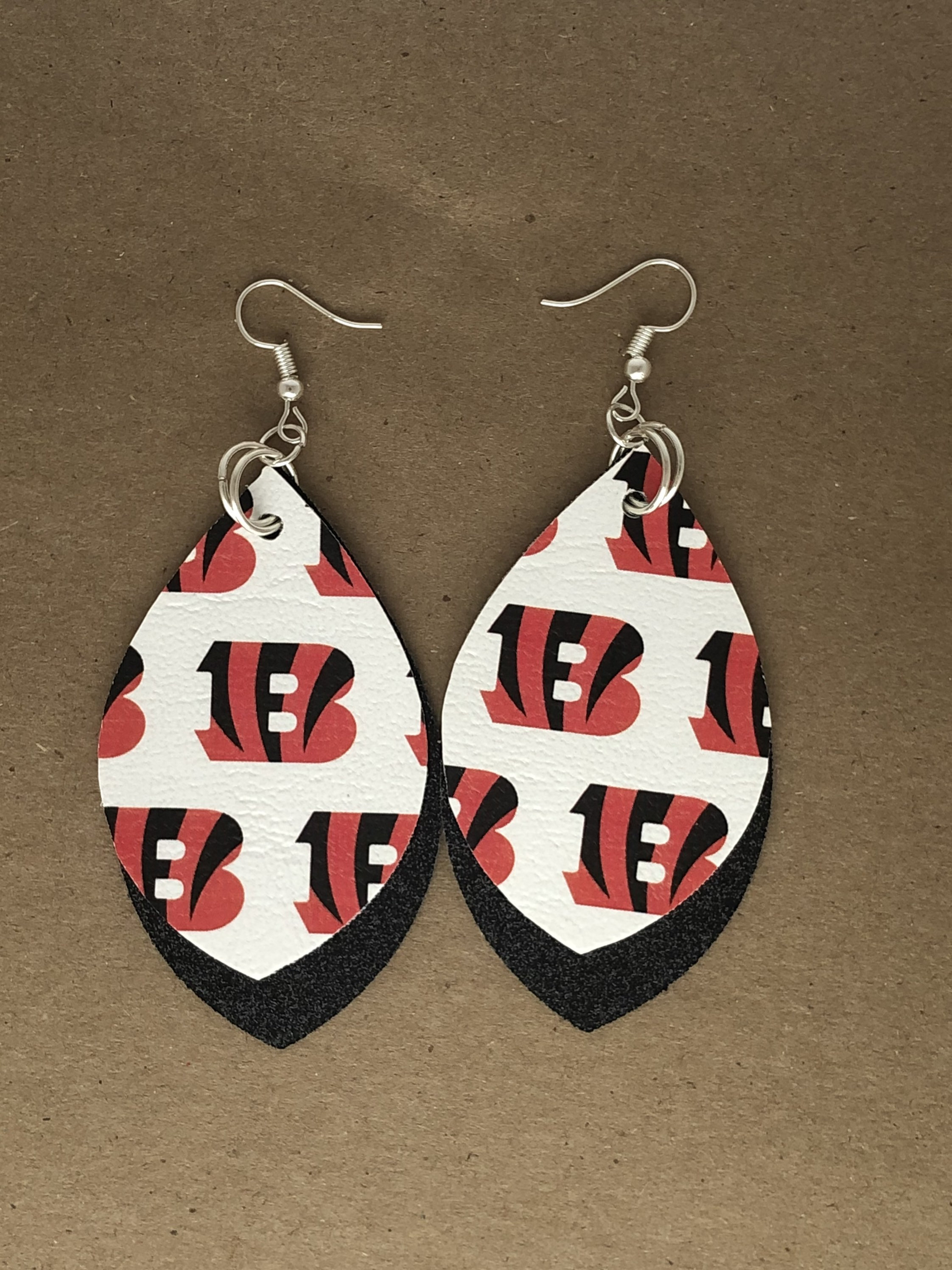 Sparkly Cincinnati Bengals Faux Leather Earrings Etsy