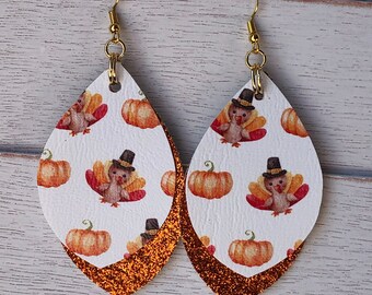 Sparkly Thanksgiving Turkey Earrings