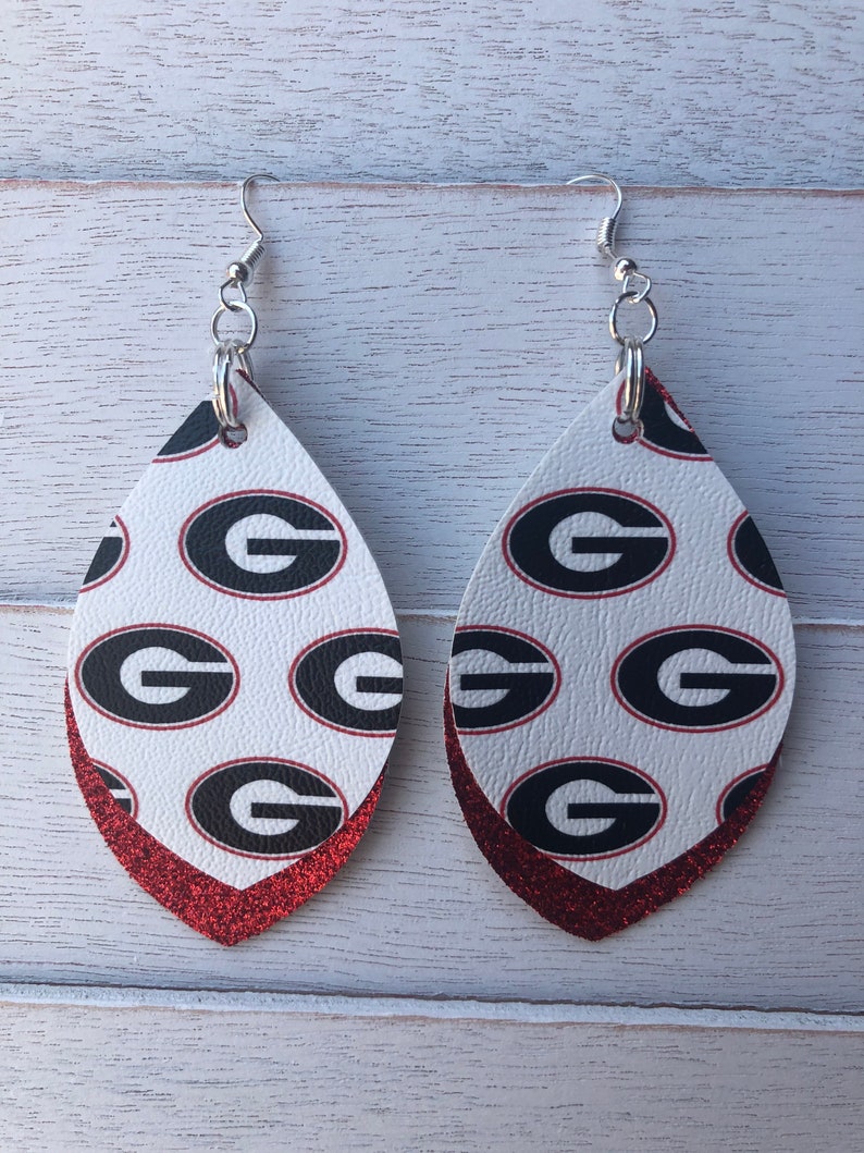 Sparkly Georgia Bulldogs Faux Leather Earrings | Etsy