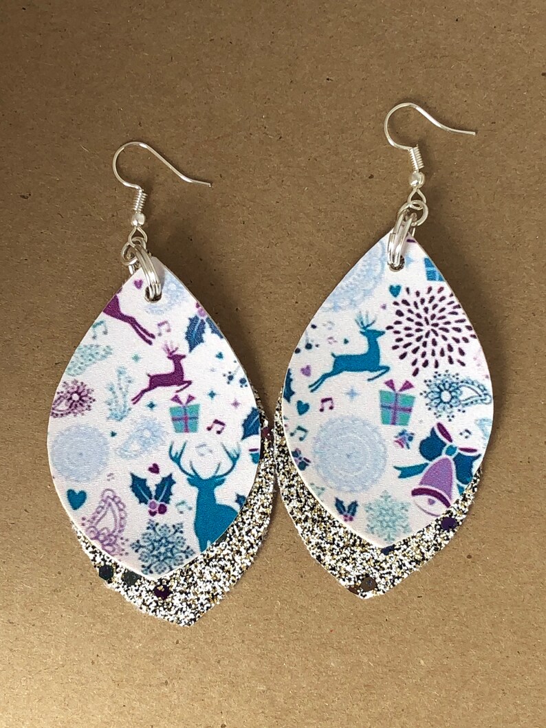 Whimsical Christmas Faux Leather Earrings Beautiful