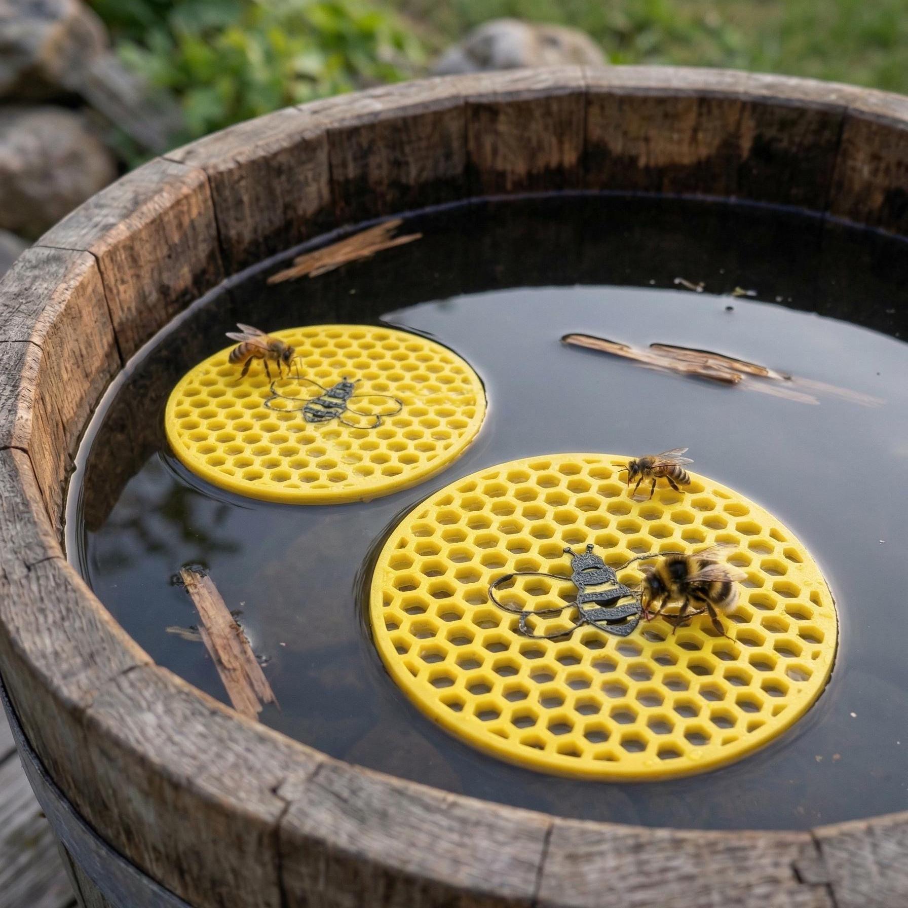2x Insektentränke Aus Kunststoff – Wabendesign, Schwimmend Für Bienen Und Schmetterlinge (Gelb)