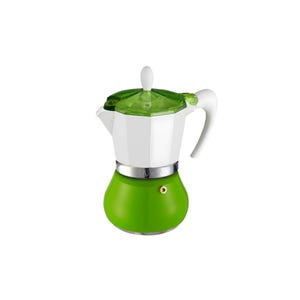Italian Aluminium Moka Pot – Stovetop Espresso Maker, 3 Cup, Green, Gas Electric Ceramic