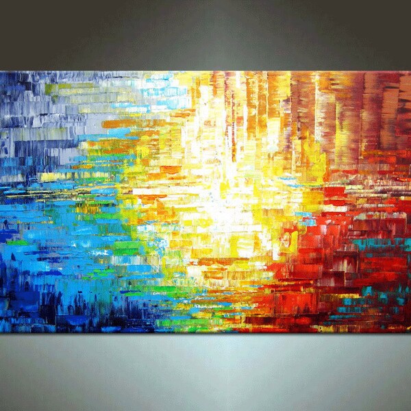 48''  HUGE Original Contemporary Palette Knife Fine Art Painting Abstract Textured Ready to Hang 48''x24''