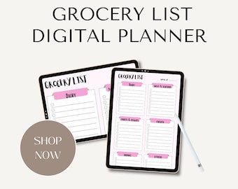 Pastel Grocery List Printable: Kitchen Planner with Checkboxes (Instant Download)
