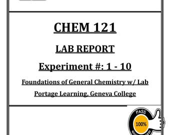 Informe de laboratorio de Química 121 en PDF (Experimentos 1–10) / Apuntes de laboratorio de Química General / Portage Learning