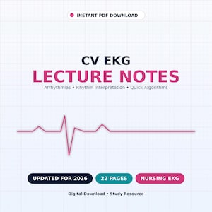 CV EKG Lecture Notes PDF | Arrhythmia Rhythm Interpretation Nursing Study Guide 2026