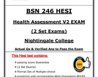 BSN 246 HESI Health Assessment Exam V2 (2026) | NGN Nclex-style questions | Nightingale Pdf