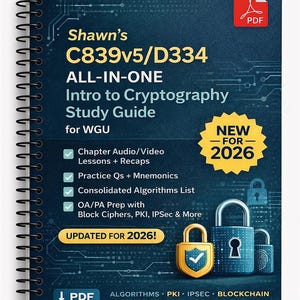 Guía de estudio de criptografía WGU C839v5/D334 (2026) – (PDF)