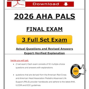 PDF del examen PALS 2026, prueba de práctica final de la AHA, preguntas y respuestas del examen de soporte vital avanzado pediátrico