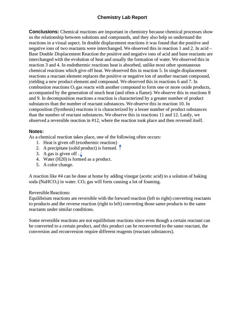 CHEM 121 Lab Report PDF (experiments 1–10) | General Chemistry Lab ...