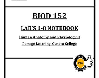 Cuaderno de laboratorio BIOD 152 en PDF / Apuntes de laboratorio de Anatomía y Fisiología II / Portage Learning 2026