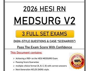 Examen HESI Med Surg V2 2026 / Preguntas estilo NGN, casos prácticos / Descarga instantánea de PDF