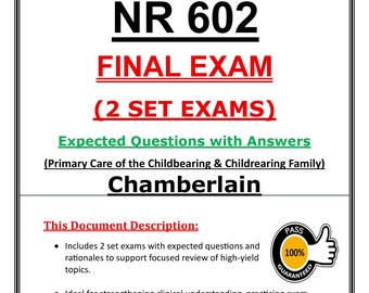 NR 602 Eindexamen 2026, pdf, Chamberlain NR602 Eerstelijnszorg Vruchtbaar gezin Prep