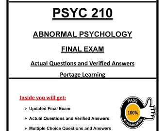 Examen final de PSYC 210 en PDF, Guía de estudio de psicología anormal, Portage Learning, Preparación para el examen