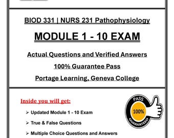 Examen de Fisiopatología BIOD 331 (2026) / Preparación para el examen de los módulos 1 a 10 de NURS 231 / Aprendizaje Portage