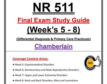 Studiegids examen NR 511 2026 pdf | Week 5–8 | Chamberlain NP-voorbereiding