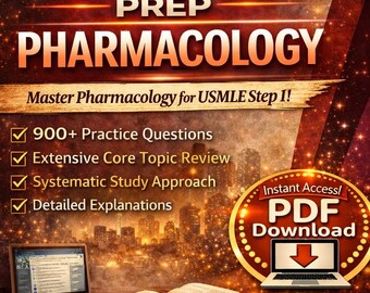 USMLE Step 1 Pharmacology Prep 2026 pdf, medische studiegids, oefenvragen en medicijnbeoordeling
