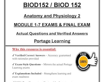 BIOD 152 Módulos 1–7 Exámenes + Examen Final (2026) / Anatomía y Fisiología II Portage Learning (Descarga en PDF)