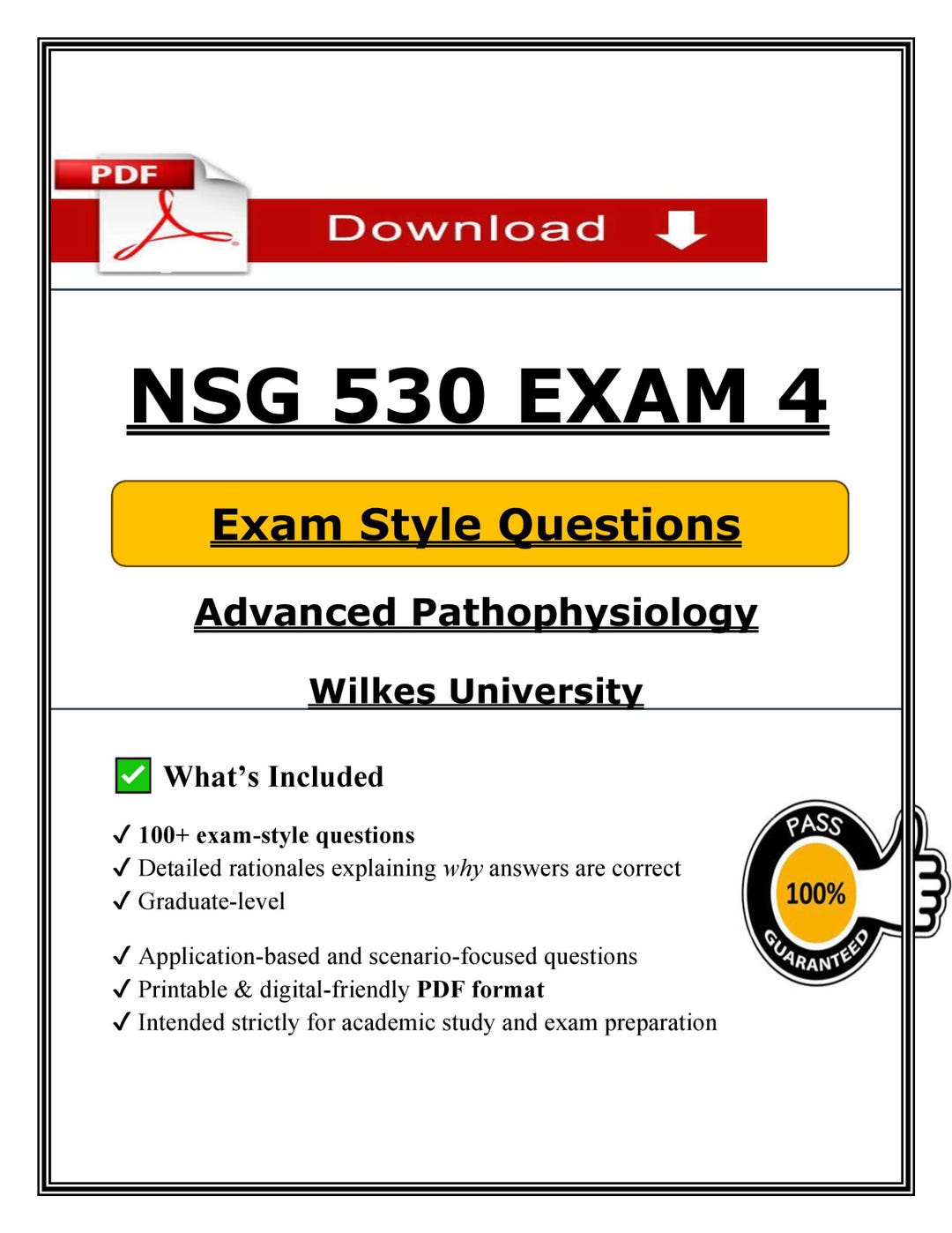 Wilkes NSG 530 Exam 4 PDF | Advanced Pathophysiology 2026 Exam Prep ...