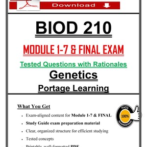BIOD 210 Genetics Study Guide | Modules 1-7, Final Exam Prep (PDF)