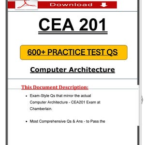 CEA 201 Computer Architecture Practice Test | IT Certification Prep | PDF Download