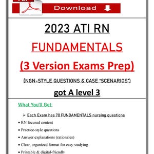 Examen de Fundamentos de Enfermería ATI 2023 / Preguntas estilo NGN, Casos Prácticos / Exámenes de Práctica de Enfermería (PDF)