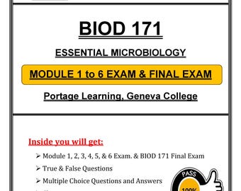 Exámenes de los módulos 1 a 6 de Microbiología BIOD 171 + Preparación para el examen final (2026) / Portage Learning (Descarga en PDF)
