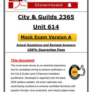 City & Guilds 2365 Unit 614 Mock Exam A | Level 2 Electrical Installation Practice Test (2026)