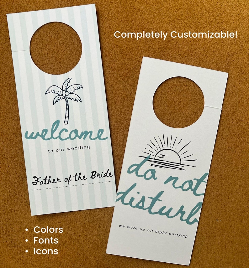 Personalized Wedding Door Hangers, Reserved Room Sign, Custom Room ...